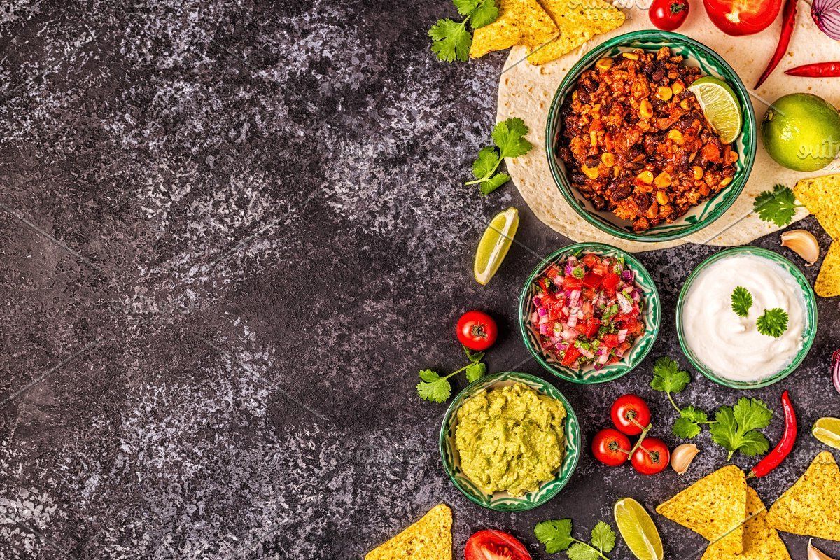 Mexican food spread